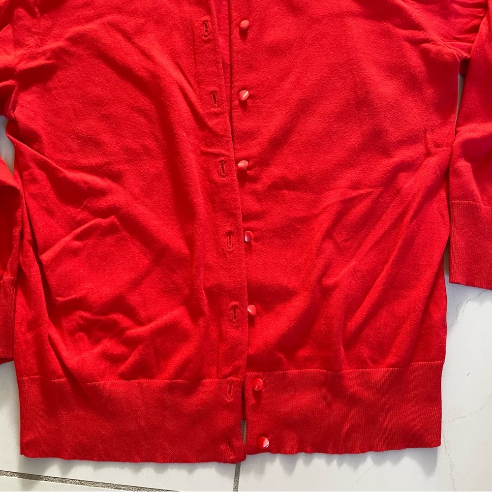 J.Crew Poppy Red 3/4 Sleeved Cotton Cardigan - Picture 6 of 9